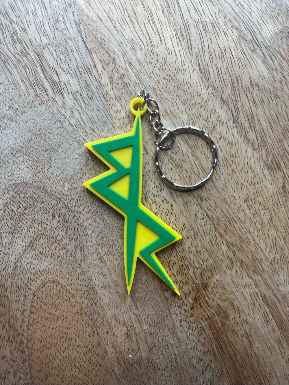 Yellow & Green Geometric Rubber Keychain for Men